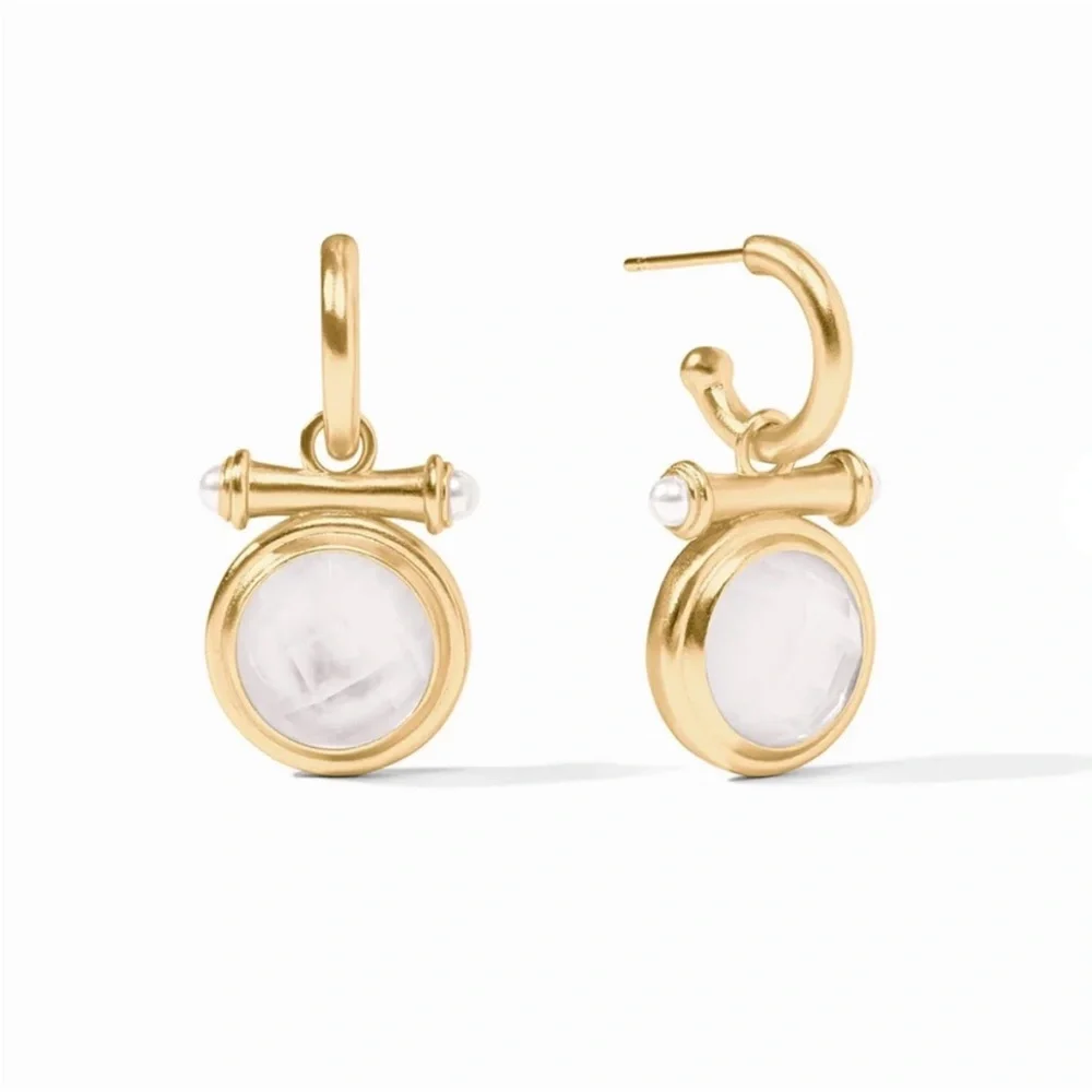 Julie Vos • Bamboo Hoop & Charm Earrings | Clear Iridescent ⭐️⭐️⭐️⭐️⭐️